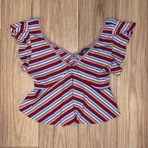 Wild Fable Red, Blue and Pink Striped Crop Top TBD D